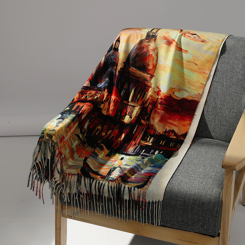 Luxury Brand Oil Painting Cash - đánh giá và giá Wool Scarf Men